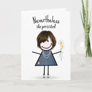 Cute Stick Girl in Denim Dress Inspiration Card