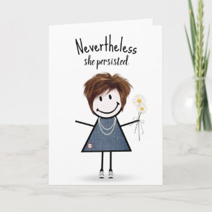 Cute Stick Girl in Denim Dress Inspiration Card