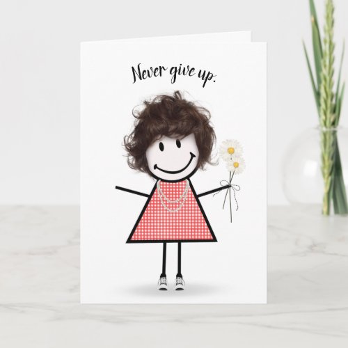 Cute Stick Girl in Gingham Dress Card