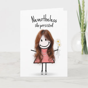Cute Stick Girl in Gingham Dress Inspiration Card