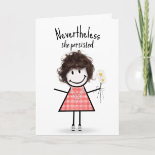Cute Stick Girl in Gingham Dress Inspiration Card
