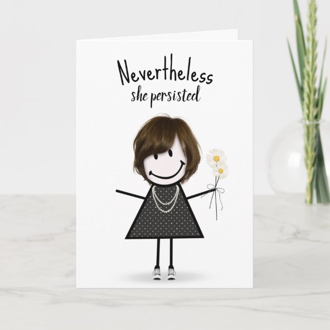 Cute Stick Girl in Sneakers with Quote  Card (Front)