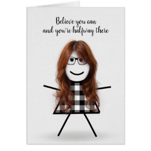 Cute Stick Girl with Hair and Quote Cards