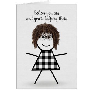 Cute Stick Girl with Hair and Quote Cards
