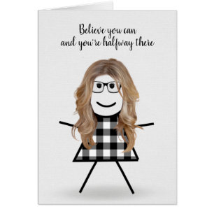 Cute Stick Girl with Hair and Quote Cards