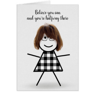 Cute Stick Girl with Hair and Quote Cards