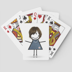 Cute Stick Girl with Sneakers Poker Cards