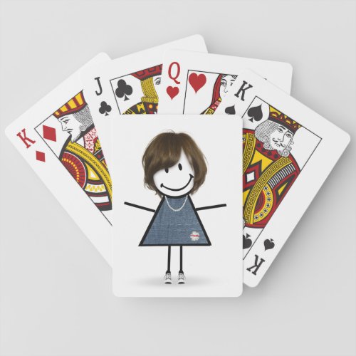 Cute Stick Girl with Sneakers Poker Cards