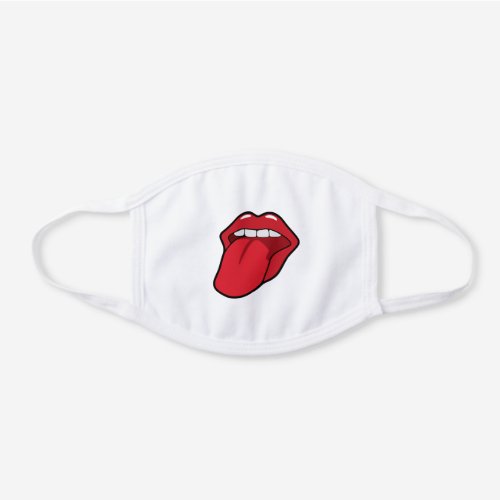 Cute Stick Your Tongue Out Smile White Cotton Face Mask