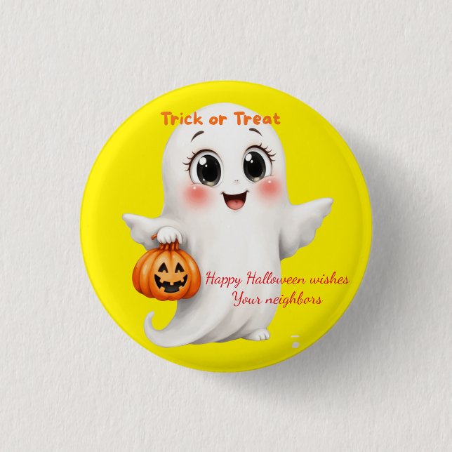 Cute sticker happy Halloween with adjustable text  Button (Front)