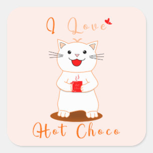 Cute Sticker I Love Hot Choco