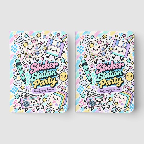 Cute Sticker Station Party Kawaii Notebook