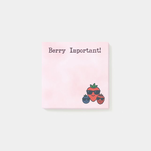 Cute Sticky Notes | Berry Important Post-Its (Front)