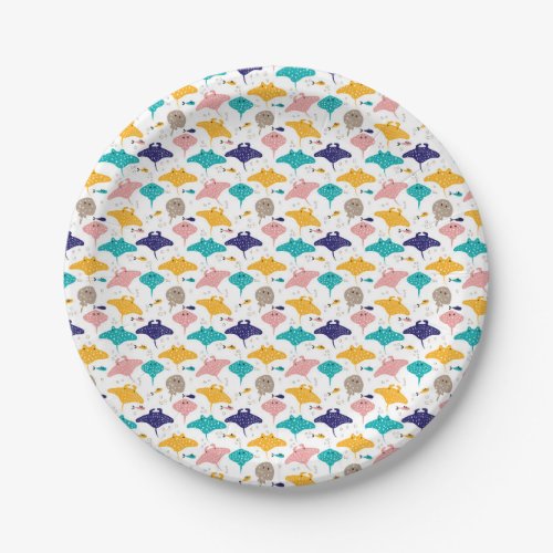 Cute sting ray and manta ray fish pattern paper plates