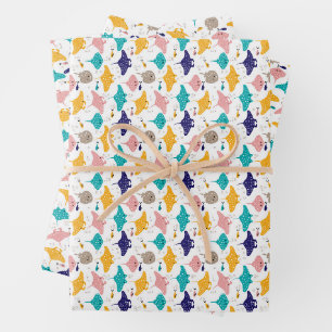 Cute sting ray and manta ray fish pattern wrapping paper sheets