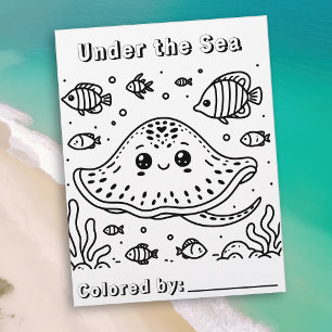 Cute Sting Ray in the Sea Kid's Coloring Page