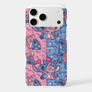 Cute Stitch and Angel Blue & Pink Pattern iPhone 1 17 Pro Max Case