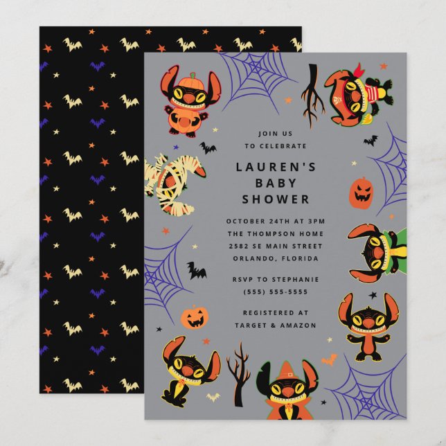 Cute Stitch Halloween Baby Shower Invitation (Front/Back)