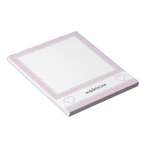 Cute Stitching Pattern Pink Blue Korean Font Style Notepad
