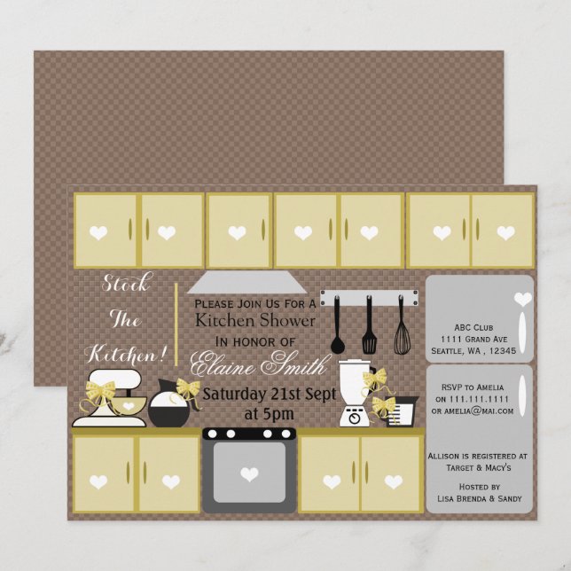 Cute stock the kitchen Bridal shower Invite (Front/Back)