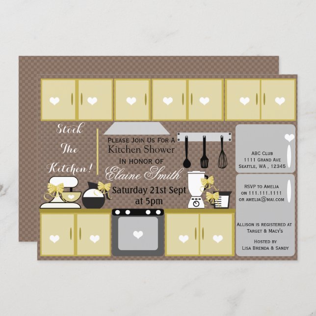 Cute stock the kitchen Bridal shower Invite (Front/Back)