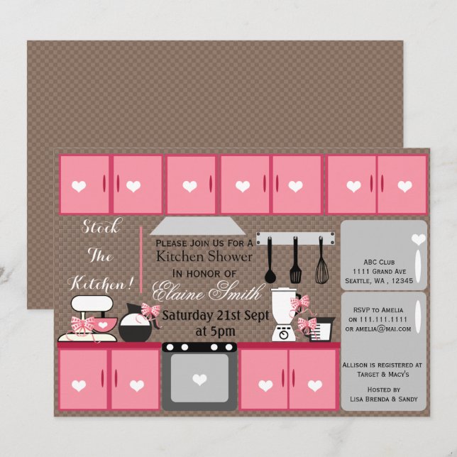 Cute stock the kitchen Bridal shower Invite (Front/Back)