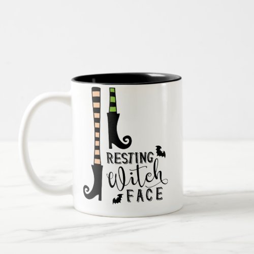 Cute Stockings Boots Resting Witch Face Halloween Two_Tone Coffee Mug