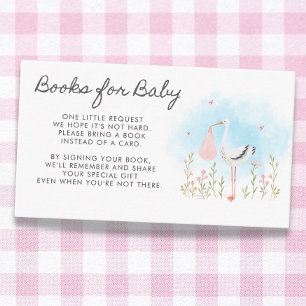Cute Stork Baby Girl Books for Baby Enclosure Card