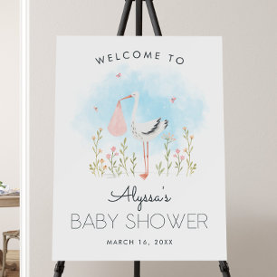 Cute Stork Baby Girl Shower Foam Board