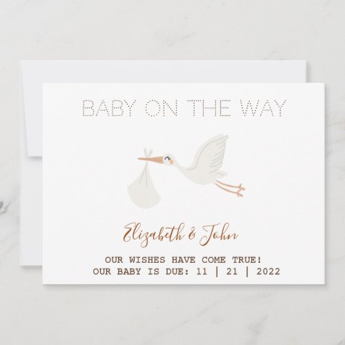 Cute Stork Baby Shower Announcement