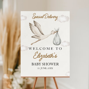 Cute Stork Baby Shower Neutral Foam Board