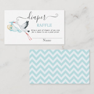 Cute Stork Baby Zigzag Diaper Raffle Enclosure Card
