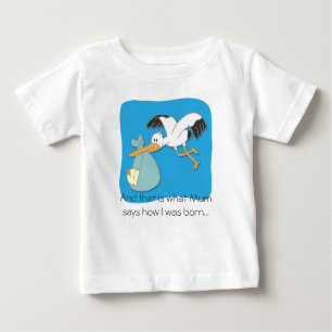 Cute Stork carrying baby cartoon T-shirt