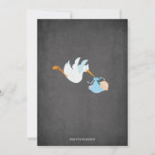 Cute Stork Chalkboard Boy Baby Shower Invitatation Invitation (Back)