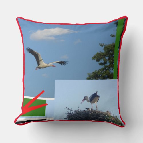 Cute Storks Collage Throw Pillow