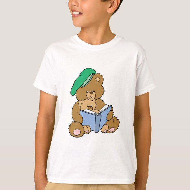 Cute Story Time Teddy Bear Design T-Shirt (Front)