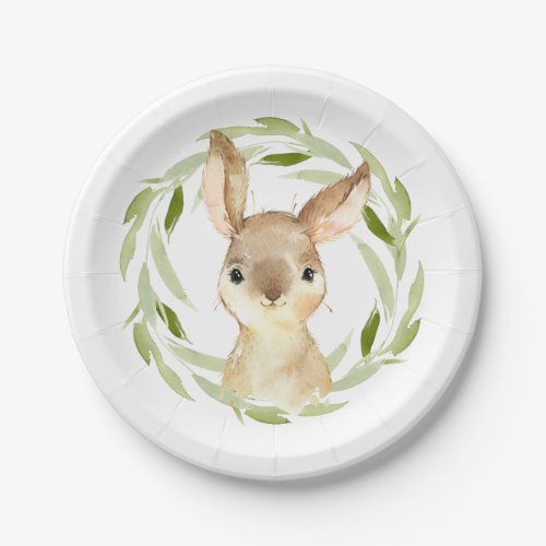 Cute Storybook Brown Bunny Rabbit Paper Plates