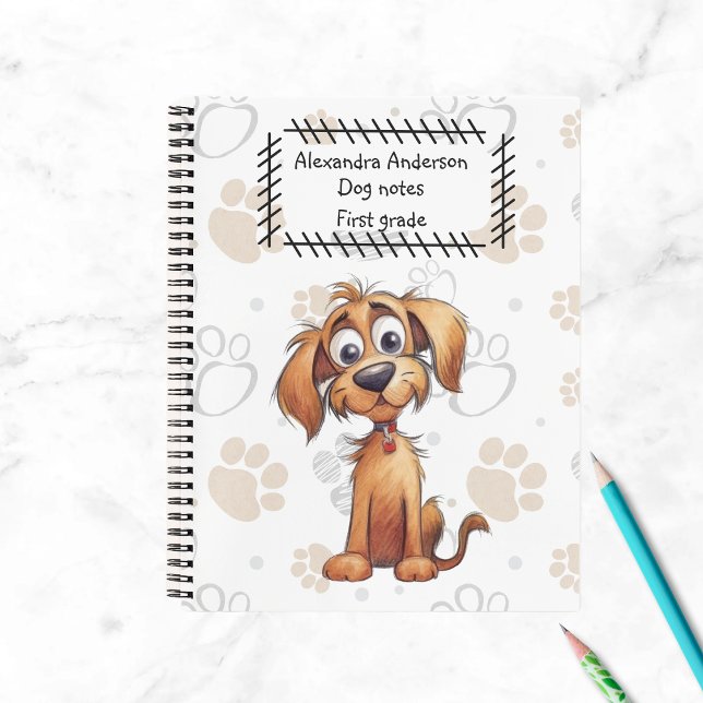 Cute Storybook Brown Puppy on Paws Print  Notebook (Creator Uploaded)