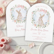 Cute Storybook Bunny Wildflower Wreath Baby Shower