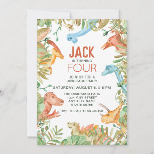 Cute Storybook Dinosaur Birthday Party Invitation