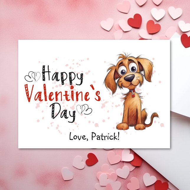 Cute Storybook Puppy Happy Valentines  Holiday Card (Creator Uploaded)
