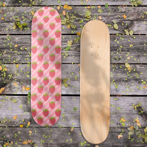 Cute strawberries and stripes pattern skateboard