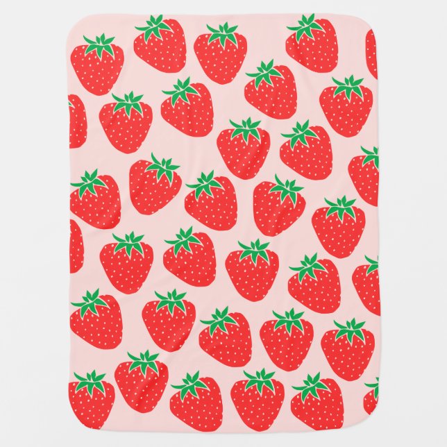 Cute Strawberries Baby Blanket (Front)