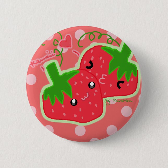 Cute strawberries! button (Front)