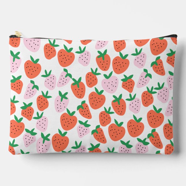 Cute Strawberries Cosmetic Bag (Front)