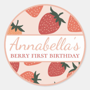 Cute Strawberries Custom Name Berry Classic Round Sticker