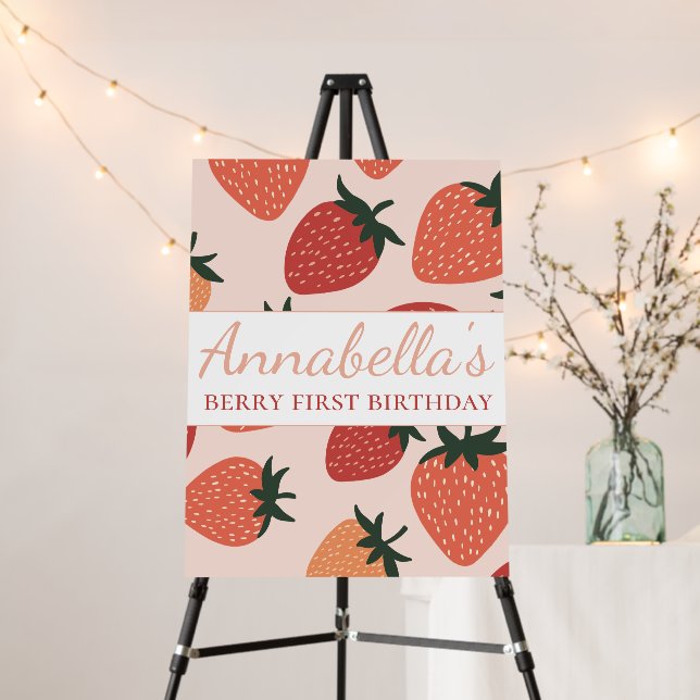 Cute Strawberries Custom Name Berry Foam Board (In Situ (Stand))