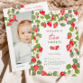 Cute strawberries floral red berry 2nd birthday invitation