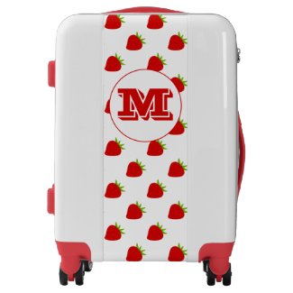 Cute Strawberries Monogram Carry On, White Luggage