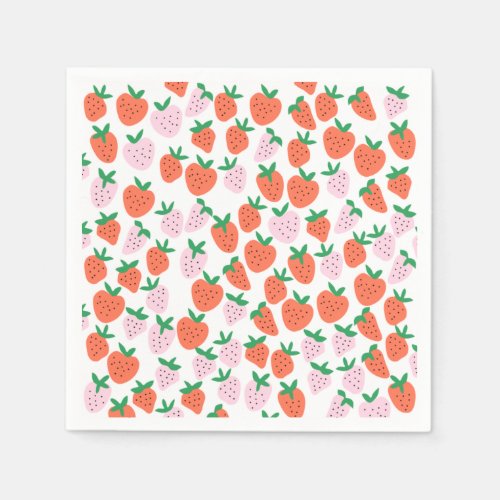 Cute Strawberries Paper Napkins
